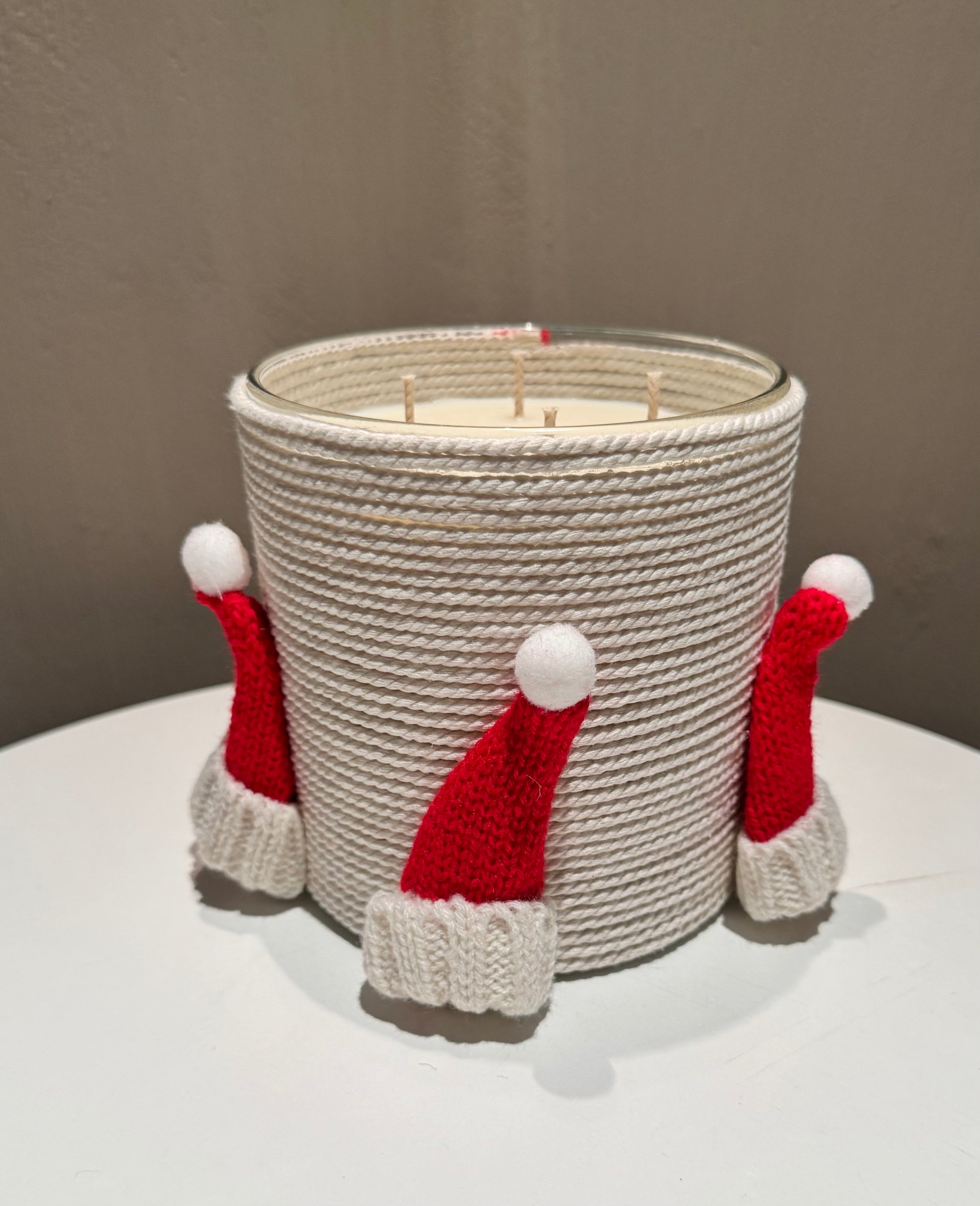 White Christmas Candles Red Hats large